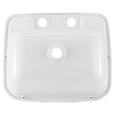 RecPro rectangle RV sink front view shows a clean white plastic bowl, ideal for compact campers.