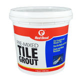 Red Devil 0424 pre-mixed grout packaging for easy DIY installation.