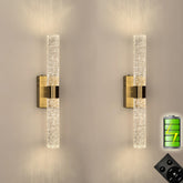 Reddragon Lighting cordless crystal wall sconce 2-pack with brushed gold finish adds elegant ambient glow to living spaces.