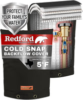 Redford Supply Co. Cold Snap cover on outdoor backflow preventer protects from sun and weather.