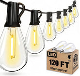 REEMEER 120ft outdoor string lights package provides a complete setup and warm ambience