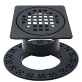 REEPLAR 4-Inch square drain grate in matte black, durable and modern for showers.