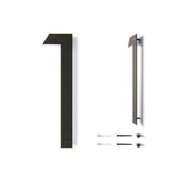 REINCARVATION 12-inch floating house number with black coating for outdoor visibility.