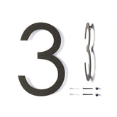 REINCARVATION 12-inch floating house number for outdoors with a sleek black powder-coated finish.