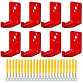 Reluen 8-pack fire extinguisher wall mount on brick wall showing sturdy steel construction for garage storage