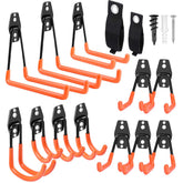 Remiawy garage hooks heavy-duty steel with orange non-slip coating securely holds tools