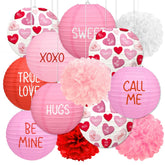 Renbuzhu valentines day lanterns and pom poms create soft pink ambience for photos