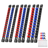 Reniteco 9-piece socket organizer rail keeping sockets organized in a toolbox.