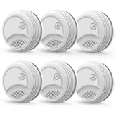 RenseCum fire alarms front view showcasing battery-powered safety for bedrooms.
