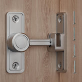 RETRIN barn door privacy latch silver side view showing durable zinc alloy construction