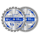 Revvstark 6-1/2-inch blade 24T 60T pack for clean, fast wood cuts.