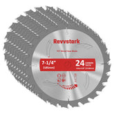 Revvstark 7-1/4 inch blade closeup shows durable carbide teeth for long-lasting cuts.