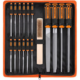 REXBETI 25-piece metal file set in case for organized tool storage.