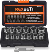 REXBETI bolt remover set in case shows organized 14-piece kit for quick access.
