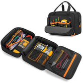 Rexmica bag front view highlighting compact organization for Fluke meters