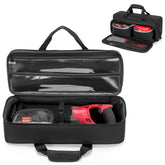 Rexmica reciprocating saw case main compartment keeps tools organized and protected.