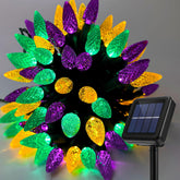 ReyeeInc solar Mardi Gras lights, 39ft strand, ideal for festive outdoor decor