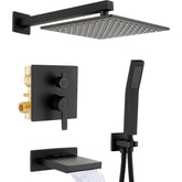 RF SUNUAN all-metal shower system in matte black for durable bathroom reliability