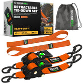 Rhino USA retractable ratchet strap 2in x 10ft orange for secure cargo on trailers