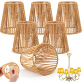 Riakrum chandelier shade with clip-on detail in brown rattan for easy upgrades.