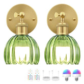 RIDALUX vintage wall sconce with green tulip shade provides warm ambient lighting.