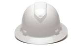 Ridgeline full brim hard hat white, front view showing durable ABS shell for all-day protection.
