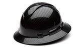 Ridgeline Pyramex full brim hard hat with 4-point ratchet for adjustable comfort.