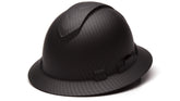 Ridgeline Pyramex full brim hard hat front view, lightweight protection for all-day comfort.