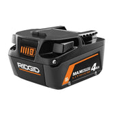 RIDGID AC840040 battery front view, showcasing compact design and extended runtime potential.