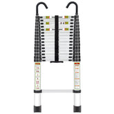 RIKADE telescopic ladder extended to reach high shelves with stable support