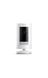 Ring Outdoor Cam Stick Up Cam mounted on wall for weatherproof outdoor surveillance