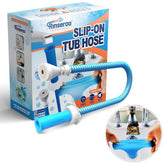 Rinseroo slip-on tub hose attachment for quick, mess-free rinsing in the bath.