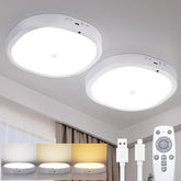 RIRIBEN 2-pack rechargeable motion-sensor ceiling lights provide hands-free brightness for closets and bathrooms.