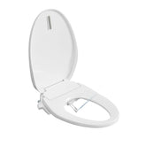 Rivix electric bidet seat with elongated closed lid for a quiet, comfortable bathroom upgrade.