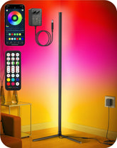 RIYO corner floor lamp in box for quick setup and modular assembly.