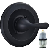 RJDIBAN T13020-BL matte black shower handle front view for modern style and valve compatibility.