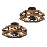 RKUCSR 2-pack 3-light rustic farmhouse flush mount brightens hallways with warm, inviting glow.