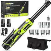 Robustrue 3/8-inch cordless ratchet wrench close-up, compact drive for tight spaces.