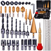 Rocaris 39-pack woodworking chamfer tools kit for precise countersinking.