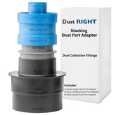 Rockler Dust Right 3-piece port adapter set enables versatile dust collection connections.