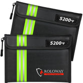 ROLOWAY Fireproof Bag showing compact 9.6x6.6 inch interior with heat protection