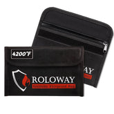 ROLOWAY small fireproof bag top view protecting cash and passport in a compact pocket
