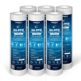 Ronaqua 1-micron sediment filter improves water clarity in a standard housing.