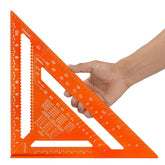 RONGPRO 12-inch rafter square front view with durable aluminum and clear markings.