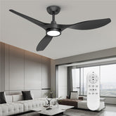 Roomratv 52-inch black ceiling fan with ABS blades for stable airflow.