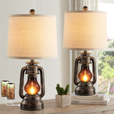 RORIANO Farmhouse lantern table lamp set enhances living rooms with vintage charm and versatile ambient lighting