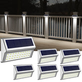 ROSHWEY solar lights outdoor 6-pack lighting walkways and steps at night.