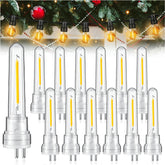 Rossesay S14 bulbs for outdoor string lights in waterproof housing, ideal for patio décor.
