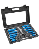 ROTATION 12PCS magnetic go-thru screwdriver set in box for quick access and organized storage.