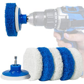 RotoScrub 7-Pack Drill Brush Kit in action for rapid bathroom cleaning.